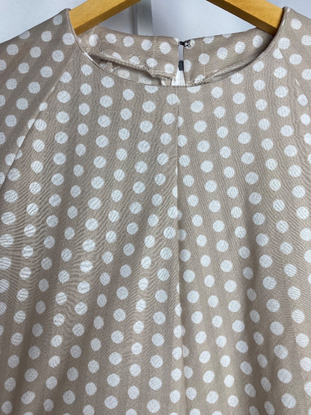 Vintage Womenʻs Hand Sewn Long Sleeved Neutral Polka Dot Muʻumuʻu Maxi Dress - Picture 4 of 11